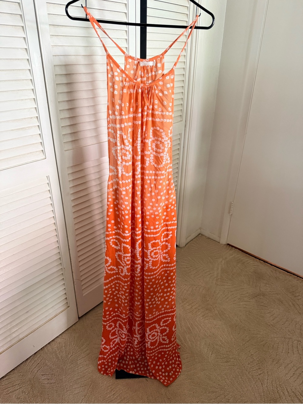 Indah Coral-Orange Printed Spaghetti Strap Top
